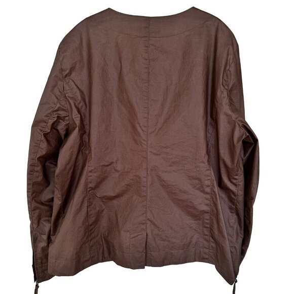 Eileen Fisher Womens Large Lightweight Asymmetrical Zip Moto Jacket Brown Lined - Picture 8 of 11
